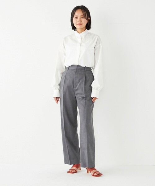 SHIPS Colors(シップス カラーズ)の「SHIPS Colors:〈洗濯機可能〉ソリッド/ストライプ タック ストレート パンツ(その他パンツ・レディース・ブラック/ブラウン/グレー・SMALL/MEDIUM)」の20枚目の写真