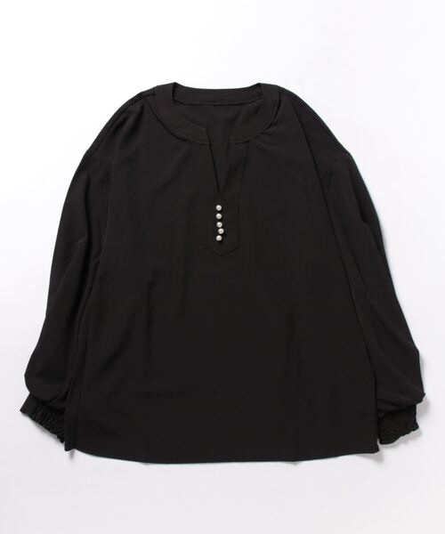 fort point(フォーポイント)の「【FORT POINT/フォートポイント】パールボタン付きスキッパーブラウス(シャツ/ブラウス・レディース・アイボリー/ブラック・MEDIUM)」の1枚目の写真