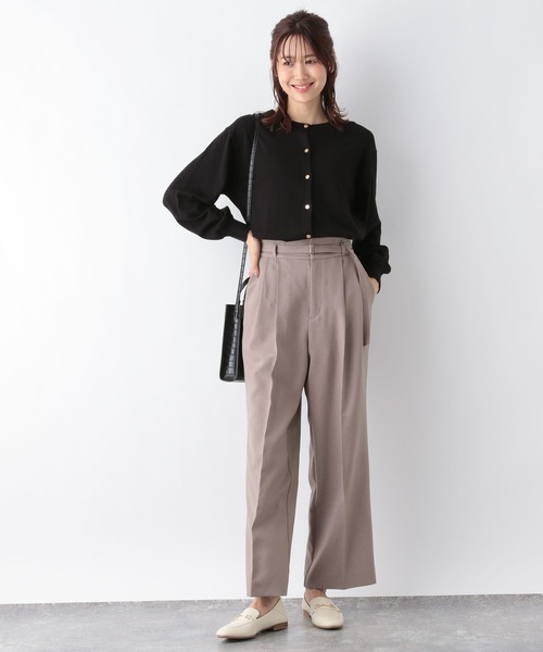 GLOBAL WORK(グローバルワーク)の「洗えるクルーカーディガン/MATINEE LINE/967667(カーディガン/ボレロ・レディース・マスタード/ブラック/グレイッシュベージュ/ブルー系その他6・MEDIUM/LARGE)」の5枚目の写真