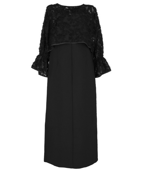 coca（coca）（コカ）の「フリンジシアージャカードボレロ＆キャミワンピースセット（ドレス・レディース・ブラック/グレイッシュベージュ・L/M）」の12枚目の写真