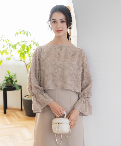 coca（coca）（コカ）の「フリンジシアージャカードボレロ＆キャミワンピースセット（ドレス・レディース・ブラック/グレイッシュベージュ・L/M）」の9枚目の写真