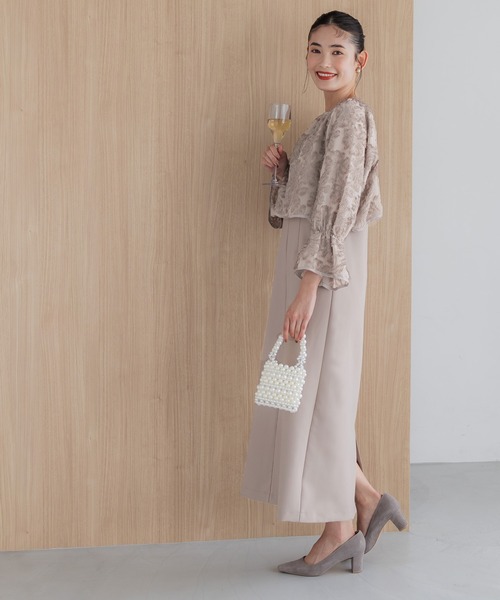 coca（coca）（コカ）の「フリンジシアージャカードボレロ＆キャミワンピースセット（ドレス・レディース・ブラック/グレイッシュベージュ・L/M）」の11枚目の写真