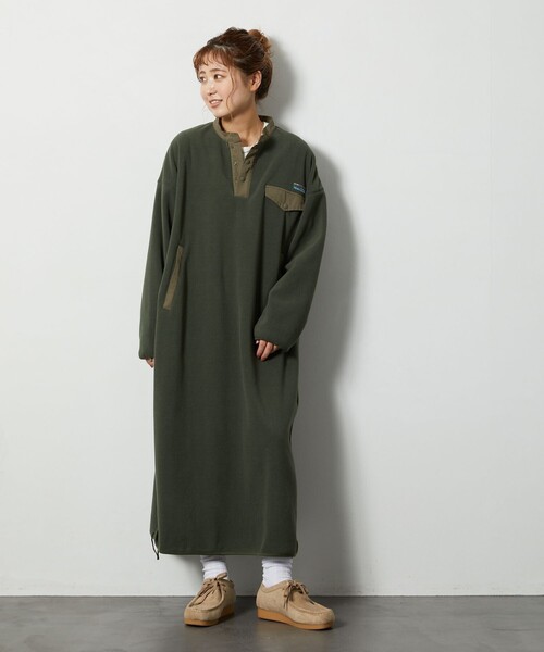 FREAK'S STORE（フリークスストア）の「限定展開　FREAK'S OUTDOORS サイドジップ フリース ワンピース（ワンピース・レディース・オリーブ/ブラック/レッド/ブルー/ナチュラル・ﾌﾘ-）」の4枚目の写真