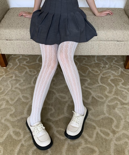EPICKS（エピックス）の「総レースタイツ（タイツ/ストッキング・レディース・アイボリー/ブラック/ホワイト・FREE）」の2枚目の写真