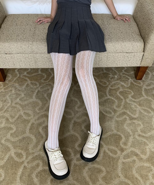 EPICKS（エピックス）の「総レースタイツ（タイツ/ストッキング・レディース・アイボリー/ブラック/ホワイト・FREE）」の7枚目の写真