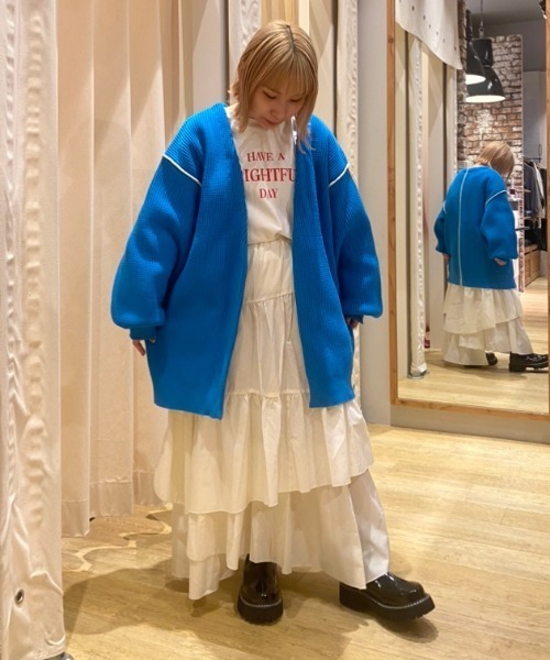 RODEO CROWNS WIDE BOWL（ロデオクラウンズワイドボウル）の「ランダムティアードスカート（スカート・レディース・オフホワイト/ブラック・FREE）」の4枚目の写真