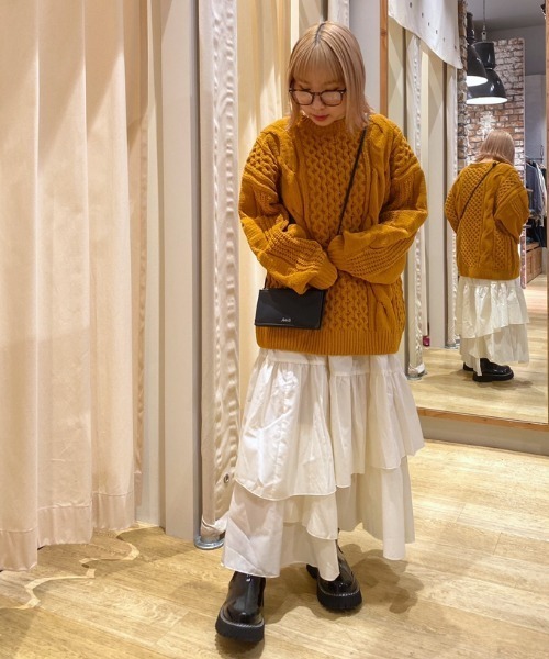 RODEO CROWNS WIDE BOWL（ロデオクラウンズワイドボウル）の「ランダムティアードスカート（スカート・レディース・オフホワイト/ブラック・FREE）」の6枚目の写真