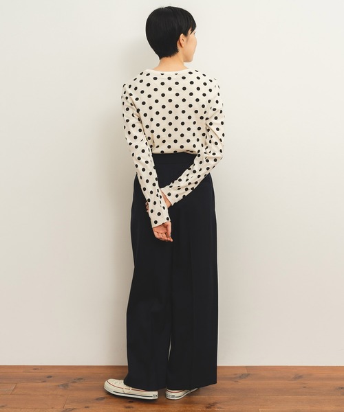 CHILD WOMAN（チャイルドウーマン）の「フライスドットプリント クルーネック長袖プルオーバー（Tシャツ/カットソー・レディース・ブラック/キナリ・FREE）」の5枚目の写真