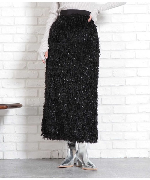 Settimissimo（セッティミッシモ）の「フリンジ ジャガード ナロースカート（スカート・レディース・グレー/ブラック・FREE）」の2枚目の写真