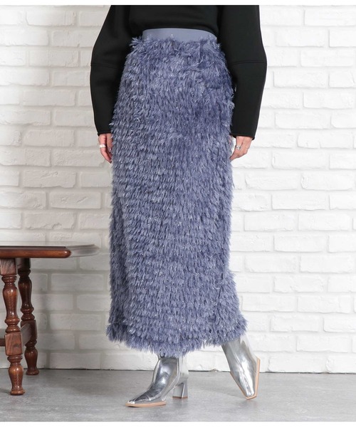 Settimissimo（セッティミッシモ）の「フリンジ ジャガード ナロースカート（スカート・レディース・グレー/ブラック・FREE）」の4枚目の写真