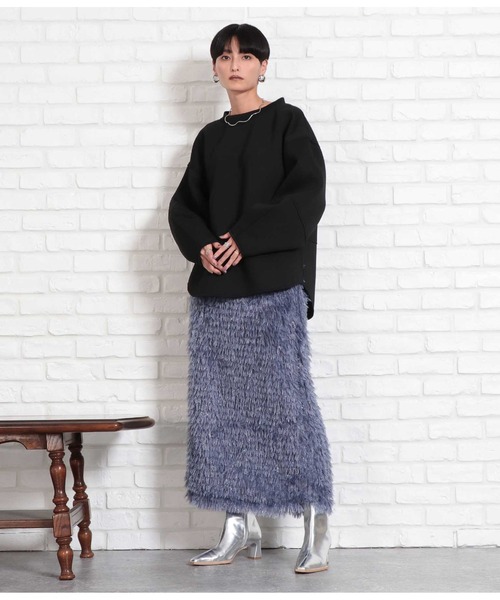 Settimissimo（セッティミッシモ）の「フリンジ ジャガード ナロースカート（スカート・レディース・グレー/ブラック・FREE）」の7枚目の写真