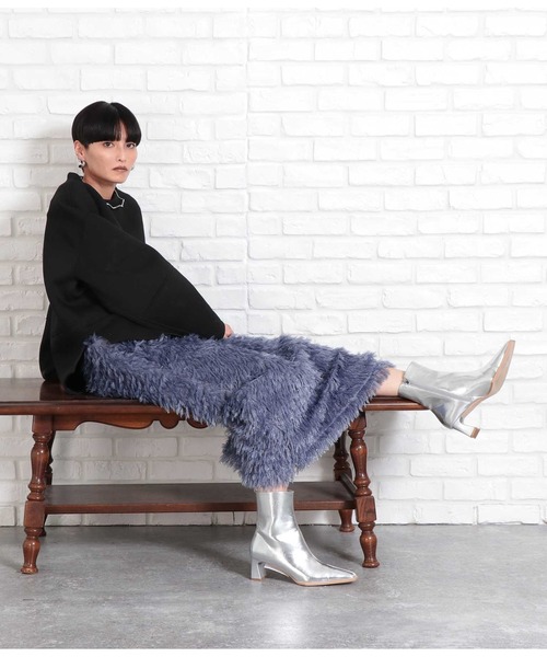 Settimissimo（セッティミッシモ）の「フリンジ ジャガード ナロースカート（スカート・レディース・グレー/ブラック・FREE）」の8枚目の写真