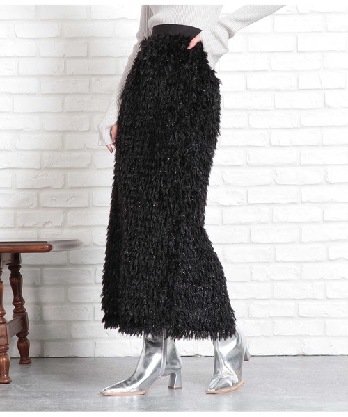 Settimissimo（セッティミッシモ）の「フリンジ ジャガード ナロースカート（スカート・レディース・グレー/ブラック・FREE）」の10枚目の写真