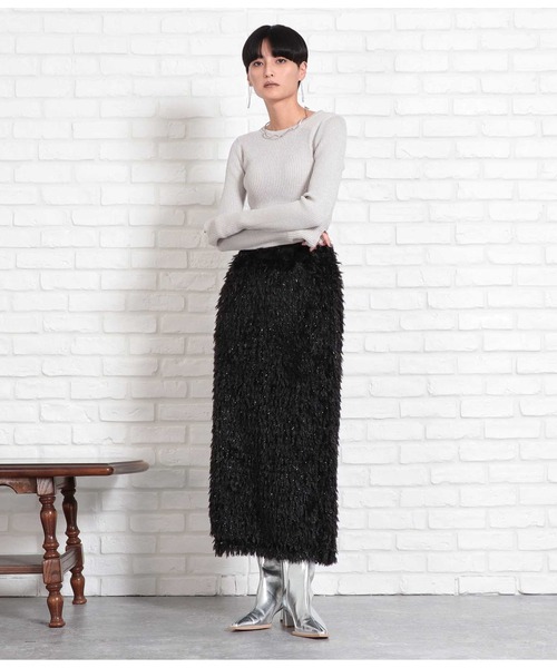 Settimissimo（セッティミッシモ）の「フリンジ ジャガード ナロースカート（スカート・レディース・グレー/ブラック・FREE）」の11枚目の写真