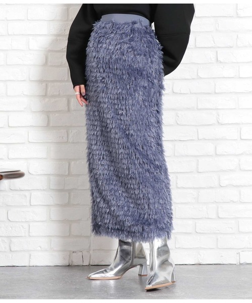 Settimissimo（セッティミッシモ）の「フリンジ ジャガード ナロースカート（スカート・レディース・グレー/ブラック・FREE）」の3枚目の写真