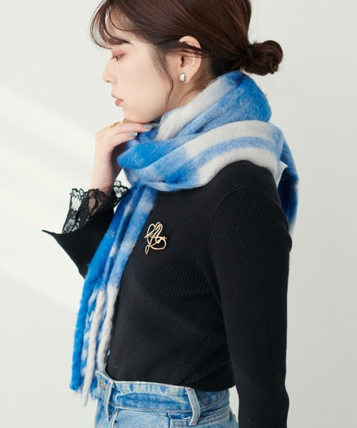 natural couture（ナチュラルクチュール）の「起毛フェイクウールチェックマフラー（ストール/ショール・レディース・オレンジ/グリーン/ブルー・FREE）」の9枚目の写真