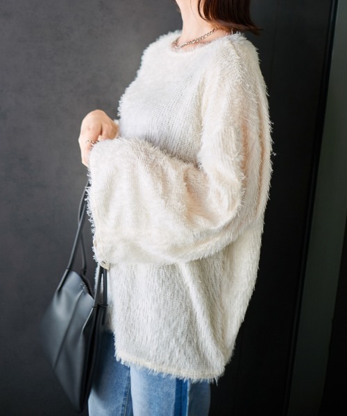 セール】シャーリングシャギートップス（Tシャツ/カットソー