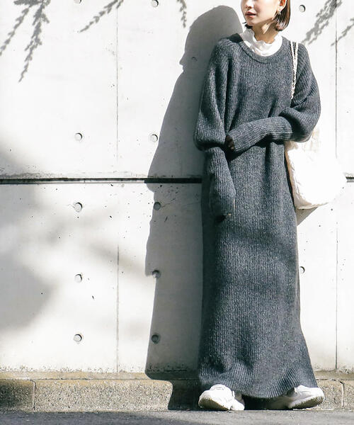 FREE'S MART（フリーズマート）の「ボリュームスリーブ畦ニットワンピース（ワンピース・レディース・ブラック/ライトグリーン/ベージュ・SMALL/MEDIUM）」の14枚目の写真