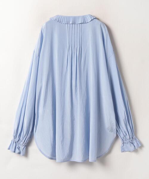 美品 ランバンオンブルー トリアセローンフリルカラーブラウス 洗える ギャザー トリアセローンフリルギャザーブラウス|LANVIN en Bleu | LANVIN