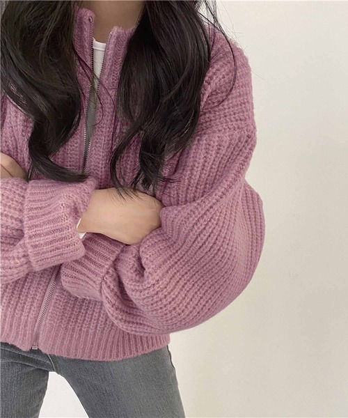 NANEA(ナネア)の「ジップアップニットカーディガン(ニット/セーター・レディース・パープル/グレー/ベージュ・フリー)」の18枚目の写真