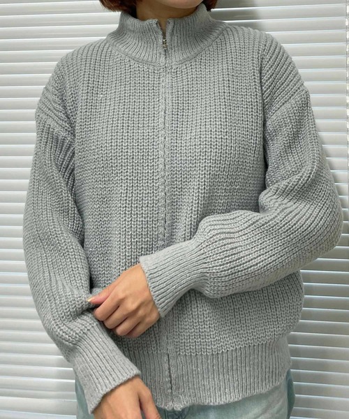 NANEA(ナネア)の「ジップアップニットカーディガン(ニット/セーター・レディース・パープル/グレー/ベージュ・フリー)」の9枚目の写真