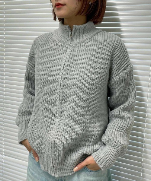NANEA(ナネア)の「ジップアップニットカーディガン(ニット/セーター・レディース・パープル/グレー/ベージュ・フリー)」の8枚目の写真