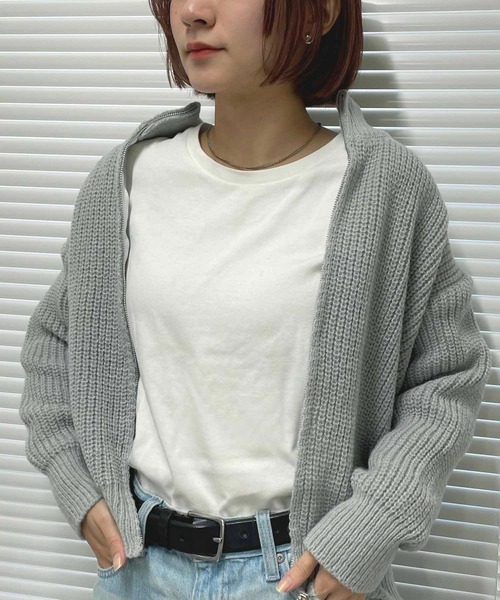 NANEA(ナネア)の「ジップアップニットカーディガン(ニット/セーター・レディース・パープル/グレー/ベージュ・フリー)」の11枚目の写真