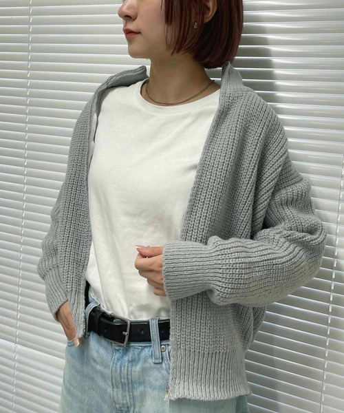 NANEA(ナネア)の「ジップアップニットカーディガン(ニット/セーター・レディース・パープル/グレー/ベージュ・フリー)」の10枚目の写真