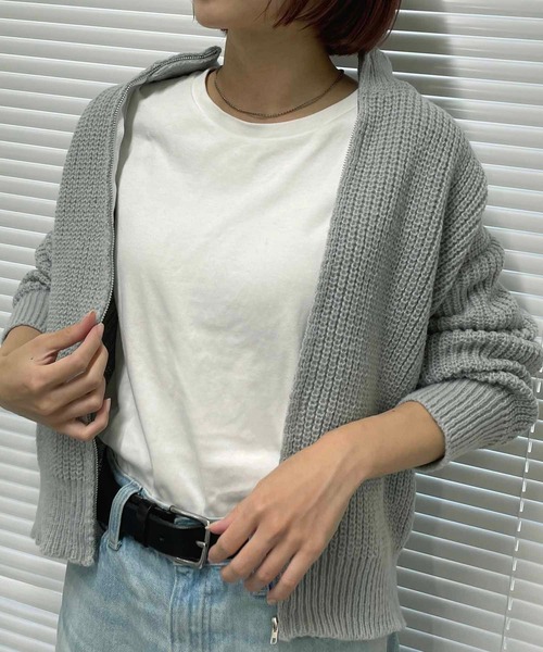 NANEA(ナネア)の「ジップアップニットカーディガン(ニット/セーター・レディース・パープル/グレー/ベージュ・フリー)」の13枚目の写真