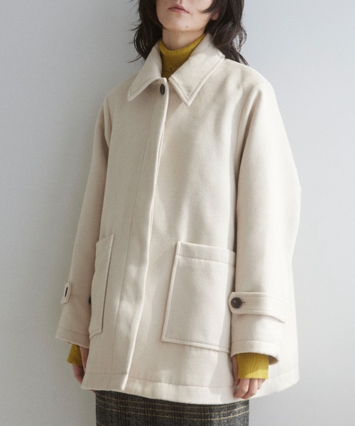Formeque(フォルミーク)の「【Formeque】ステンカラーメルトンコート(ステンカラーコート・レディース・アイボリー/チャコールグレー・FREE)」の7枚目の写真