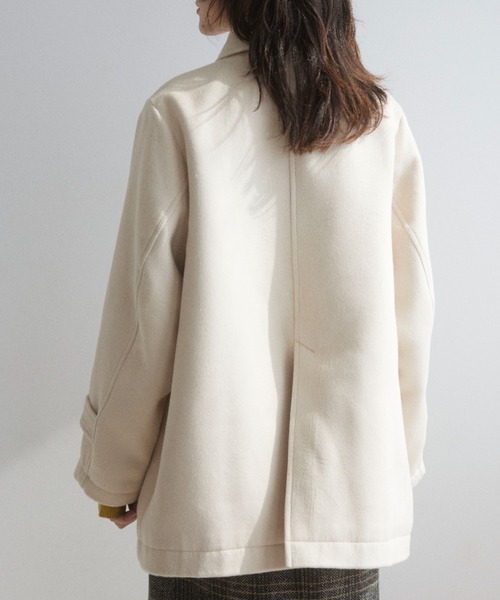 Formeque(フォルミーク)の「【Formeque】ステンカラーメルトンコート(ステンカラーコート・レディース・アイボリー/チャコールグレー・FREE)」の8枚目の写真