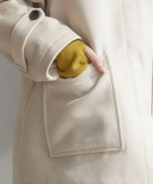 Formeque(フォルミーク)の「【Formeque】ステンカラーメルトンコート(ステンカラーコート・レディース・アイボリー/チャコールグレー・FREE)」の10枚目の写真