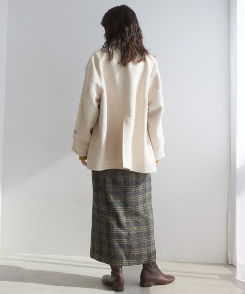 Formeque(フォルミーク)の「【Formeque】ステンカラーメルトンコート(ステンカラーコート・レディース・アイボリー/チャコールグレー・FREE)」の6枚目の写真