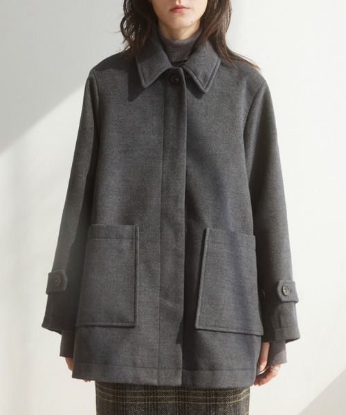 Formeque(フォルミーク)の「【Formeque】ステンカラーメルトンコート(ステンカラーコート・レディース・アイボリー/チャコールグレー・FREE)」の15枚目の写真