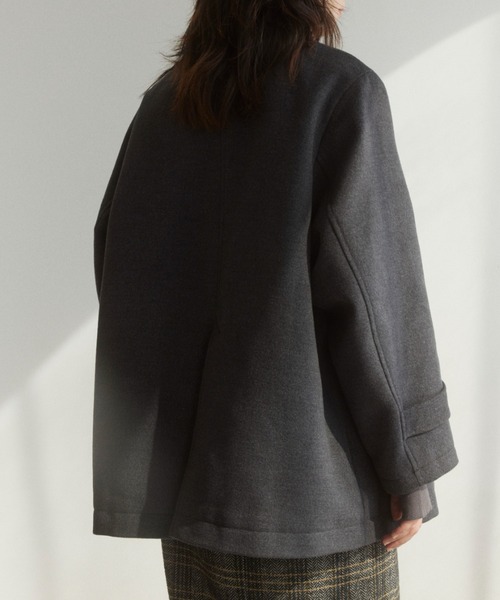 Formeque(フォルミーク)の「【Formeque】ステンカラーメルトンコート(ステンカラーコート・レディース・アイボリー/チャコールグレー・FREE)」の17枚目の写真