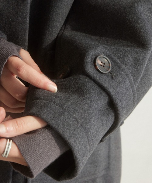 Formeque(フォルミーク)の「【Formeque】ステンカラーメルトンコート(ステンカラーコート・レディース・アイボリー/チャコールグレー・FREE)」の20枚目の写真