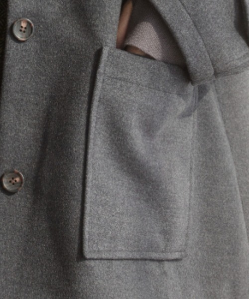Formeque(フォルミーク)の「【Formeque】ステンカラーメルトンコート(ステンカラーコート・レディース・アイボリー/チャコールグレー・FREE)」の19枚目の写真