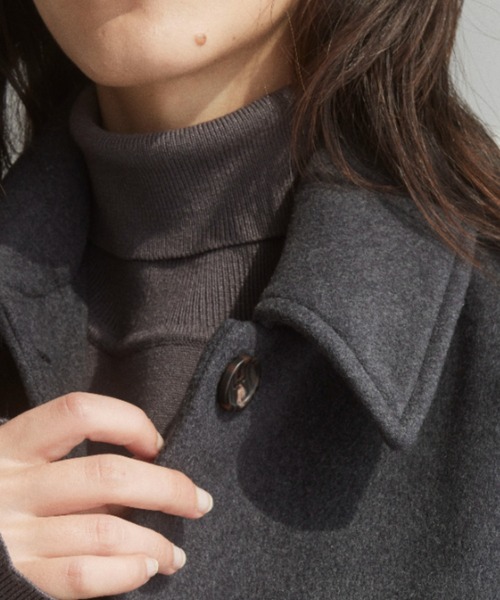 Formeque(フォルミーク)の「【Formeque】ステンカラーメルトンコート(ステンカラーコート・レディース・アイボリー/チャコールグレー・FREE)」の18枚目の写真