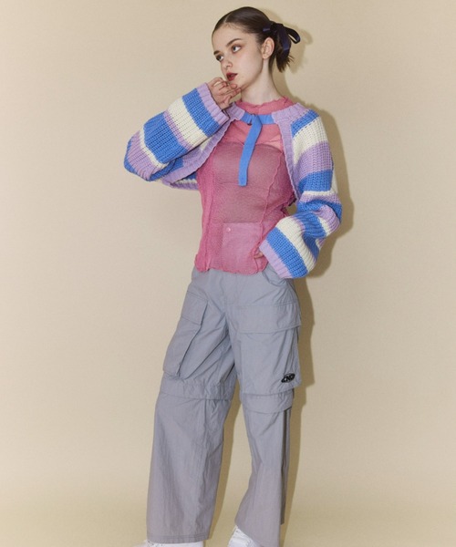 Candy Stripper（キャンディストリッパー）の「MULTI BORDER KNIT ボレロ（カーディガン/ボレロ・レディース・ラベンダー/ライトブルー/ブラック・2）」の18枚目の写真