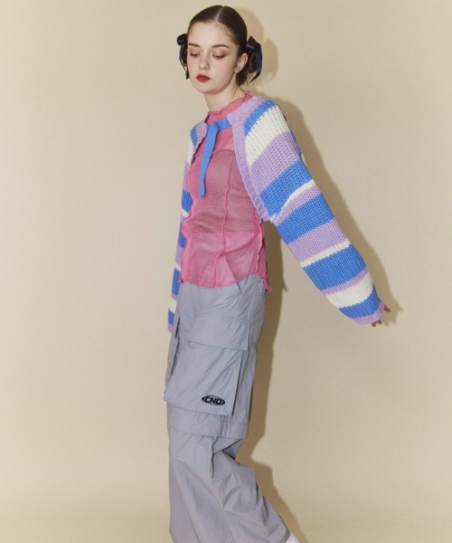 Candy Stripper（キャンディストリッパー）の「MULTI BORDER KNIT ボレロ（カーディガン/ボレロ・レディース・ラベンダー/ライトブルー/ブラック・2）」の22枚目の写真