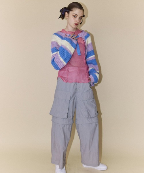 Candy Stripper（キャンディストリッパー）の「MULTI BORDER KNIT ボレロ（カーディガン/ボレロ・レディース・ラベンダー/ライトブルー/ブラック・2）」の20枚目の写真