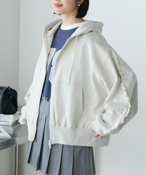 hugi zozo フリルフーディー　ガーリー セール】【forksy.】【セットアップ対応】スウェットオーバー