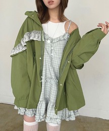 Jewelobe(ジュエローブ)の「フリル×コットンストライプビスチェディテールキャミチュニック(キャミソール)」