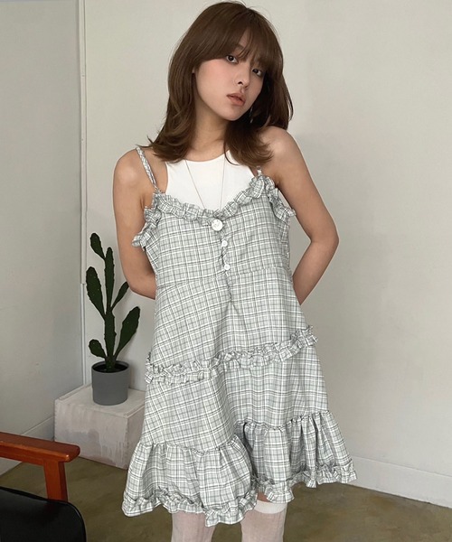 【Shury/シュリ】チュニック ビスチェ キャミソール ドット チュール キャミソール ビスチェ キャミチュニック シア