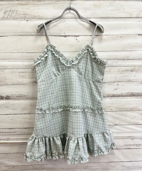 Jewelobe(ジュエローブ)の「フリル×コットンストライプビスチェディテールキャミチュニック(キャミソール・レディース・ホワイト/ブラック/グレー系その他/アイボリー・FREE)」の9枚目の写真