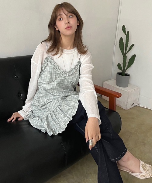 ジュエローブ Jewelobe コットンレースコルセットディテールチュニック （ホワイト） ジュエローブ Jewelobe インナーセットドルマンスリーブシアー