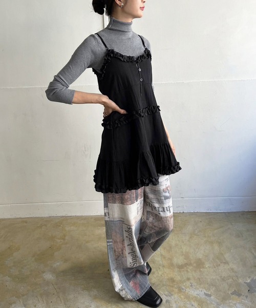 Jewelobe(ジュエローブ)の「フリル×コットンストライプビスチェディテールキャミチュニック(キャミソール・レディース・ホワイト/ブラック/グレー系その他/アイボリー・FREE)」の18枚目の写真