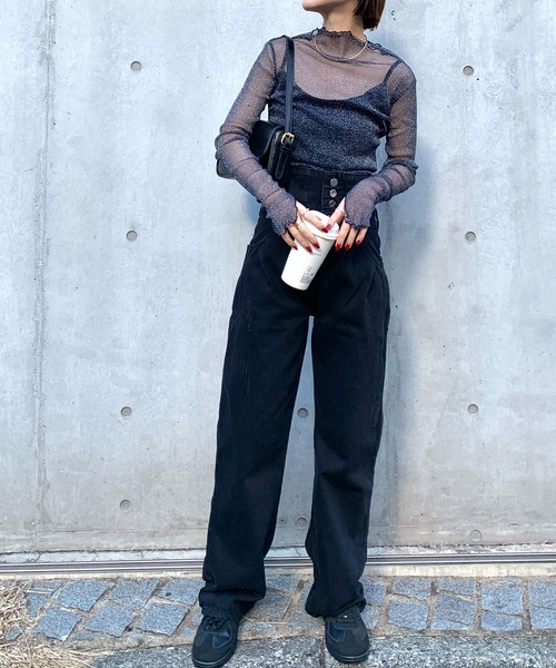 SHEPP(シープ)の「シアー ラメフリルネックカットソー(Tシャツ/カットソー・レディース・ブラック/ホワイト/ブラウン/ブルー・FREE)」の18枚目の写真