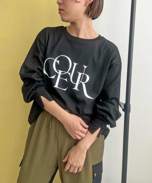 LHELBIE(レルビエ)の「フロッキーロゴシルケットロンT(Tシャツ/カットソー・レディース・ブラック/グレー/オフホワイト・M)」の3枚目の写真