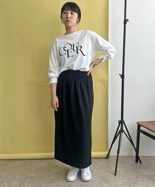 LHELBIE(レルビエ)の「フロッキーロゴシルケットロンT(Tシャツ/カットソー・レディース・ブラック/グレー/オフホワイト・M)」の8枚目の写真